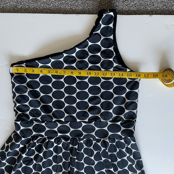 Women Lovely Black with Big White Dots One-shoulder Maxi Dress Stretchy Fabric - Picture 6 of 13